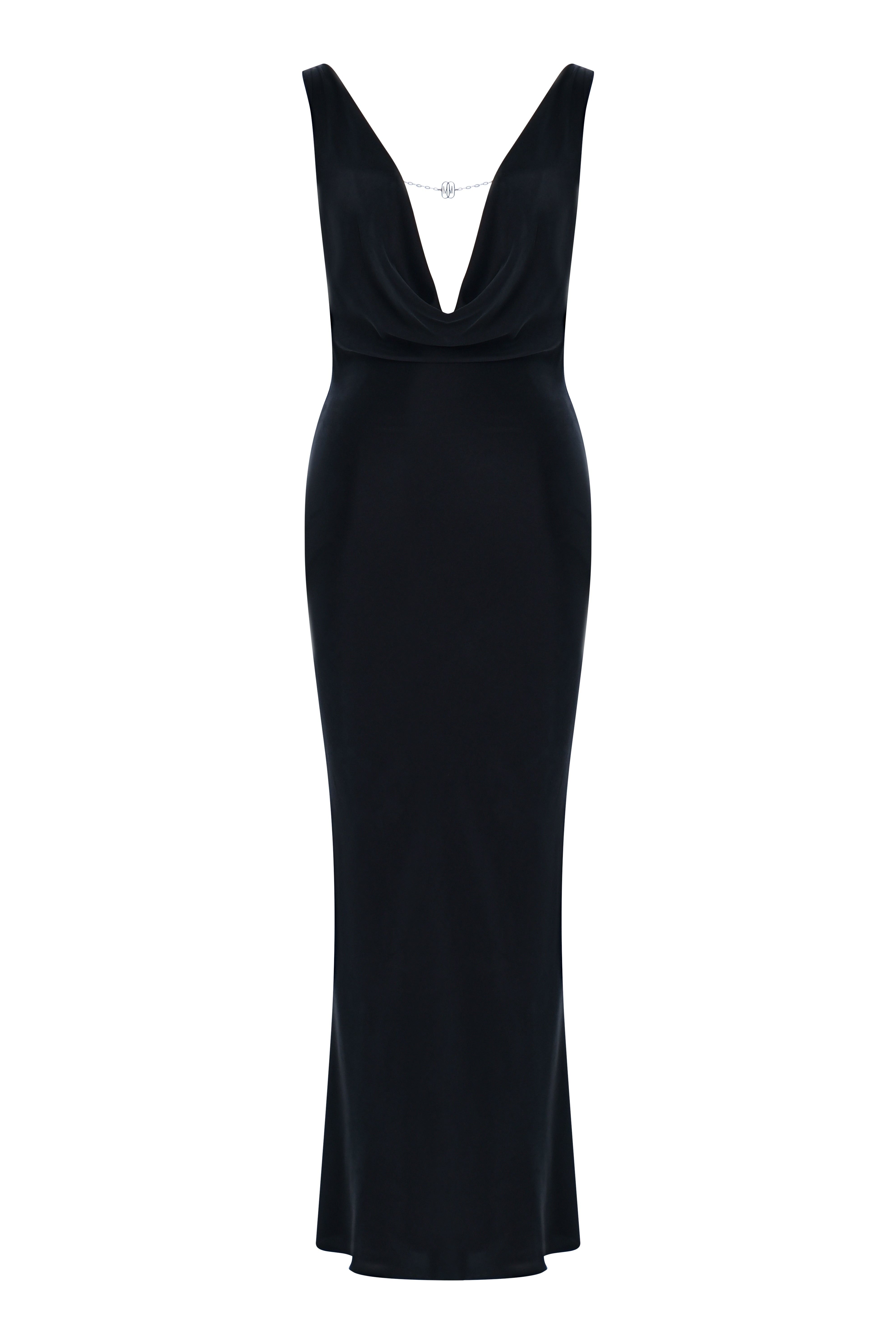 Black Stoned Silk Cocktail Dress